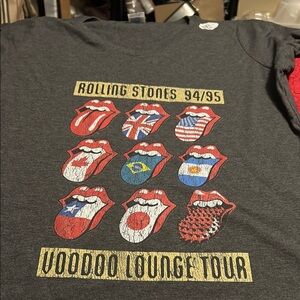 The Rolling Stones Gray Short Sleeve v neck Tee with Iconic Logo 2/$15